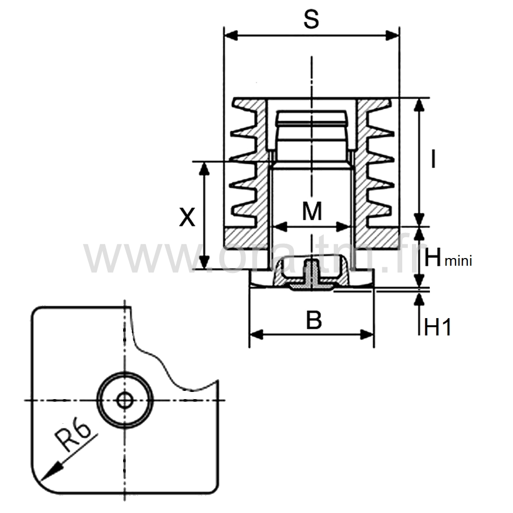 IVDAD - INSERT VERIN AMORTISSEUR - ANTIDERAPANT TUBE CARRE